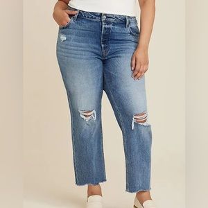 LANE BRYANT - Girlfriend Crop Distressed Jeans Sz 22R